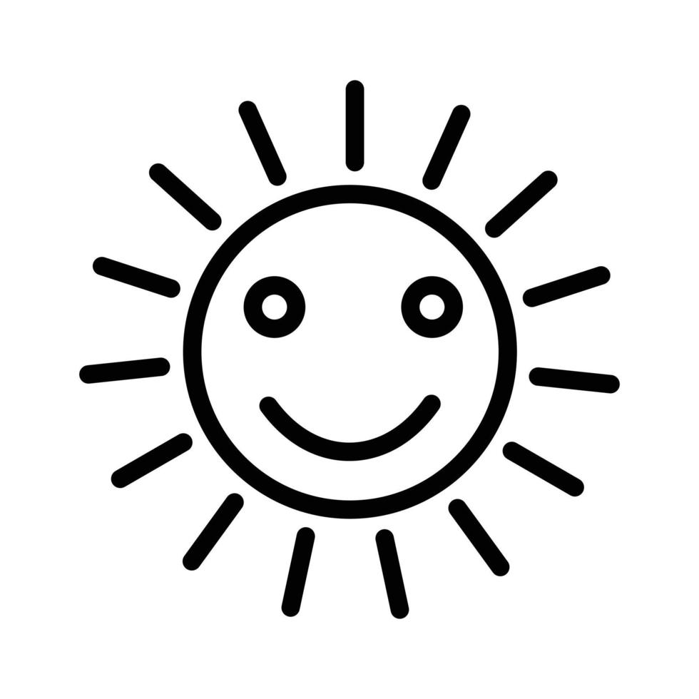 sun outline icon, summertime, sunny day icon, summer design elements ...