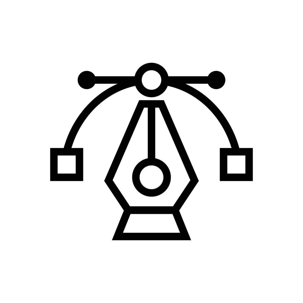 Pen tool cusor icon for graphic designer, logo designer, Curve controller, Path create tool icon in black and white color vector