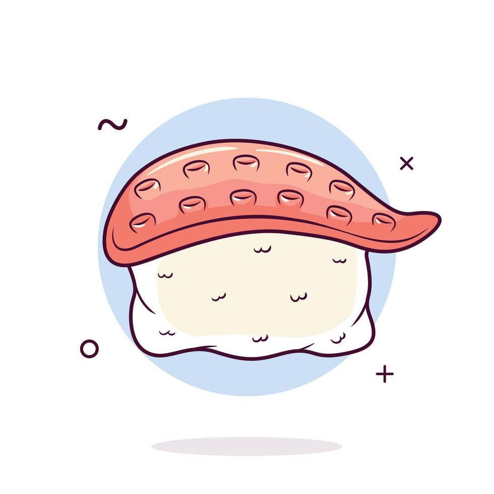 Octopus Sushi Roll Icon. Cute Vector Illustration