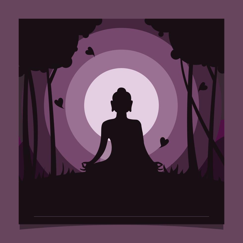 Hand Drawn Buddha Purnima Vector Vesak Day Celebration