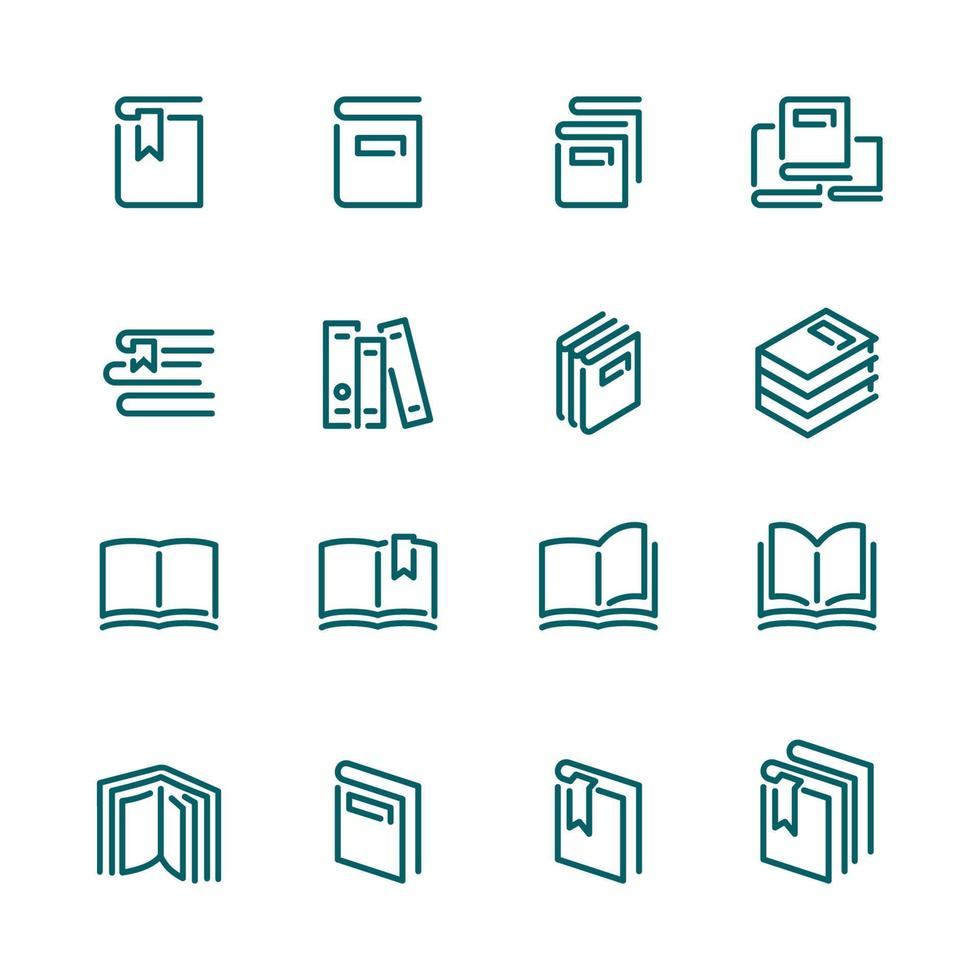 set of book vector icon free