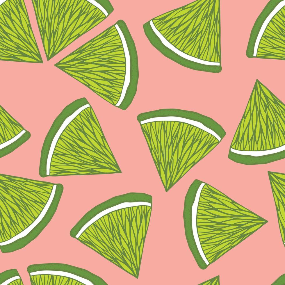 Seamless pattern with lime quarters slice on pink background vector