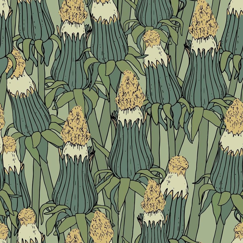 Seamless vintage pattern with unopened dandelion vector