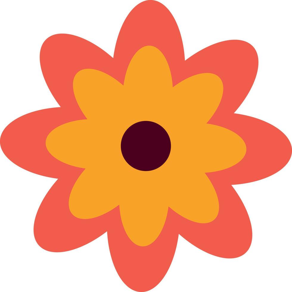 Flower in retro groovy style. Simple vector icon