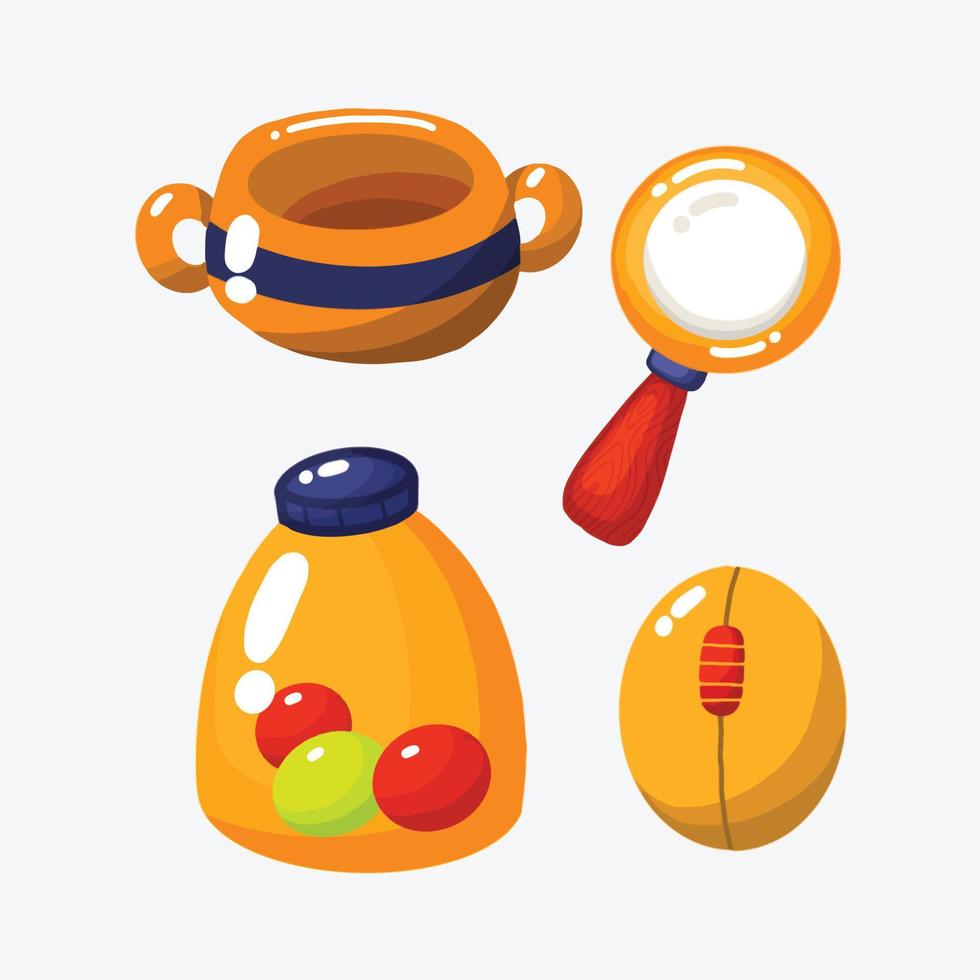 Cute Yellow Orange Items Vector