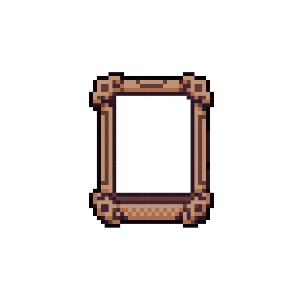 wooden frame in pixel art style vector