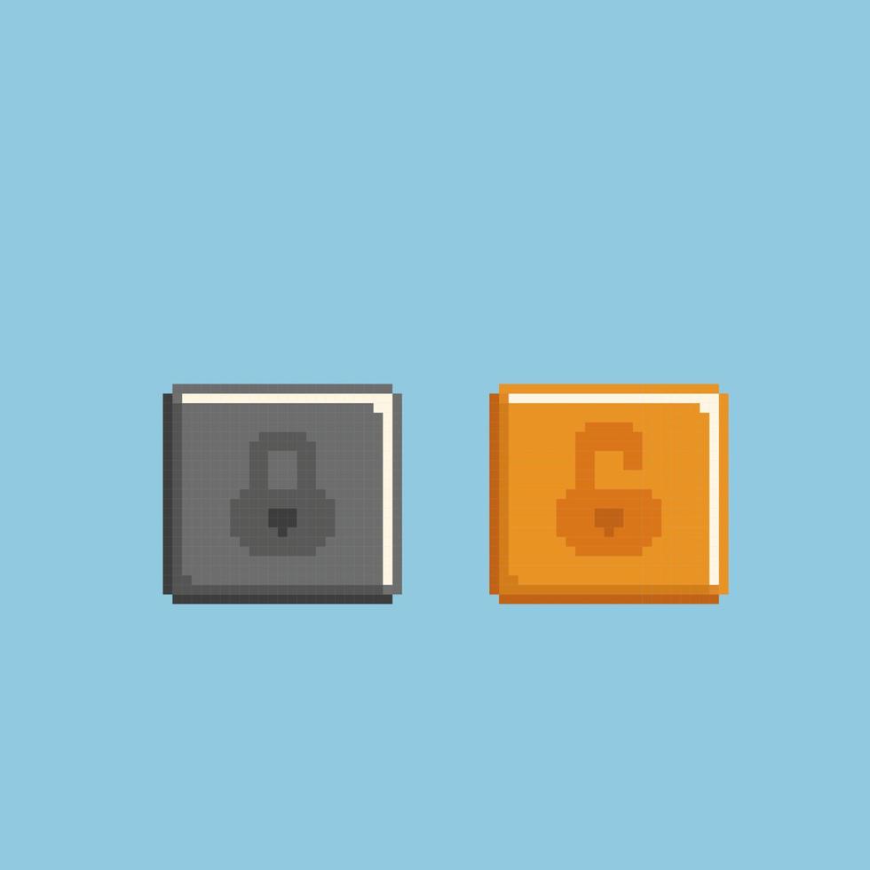 lock and unlock box in pixel art style vector