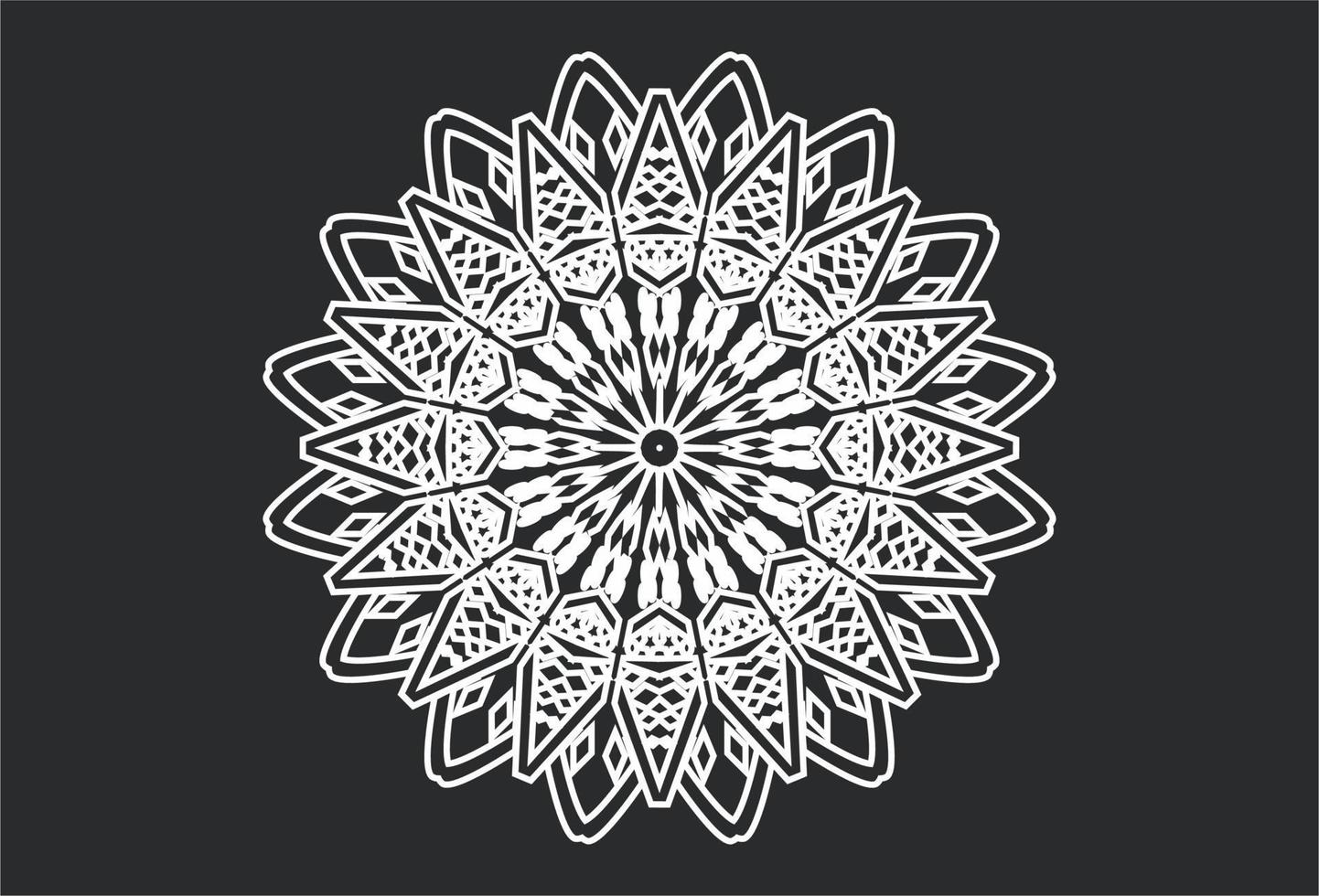 Silver gray oriental mandala rotation animation on dark background. vector