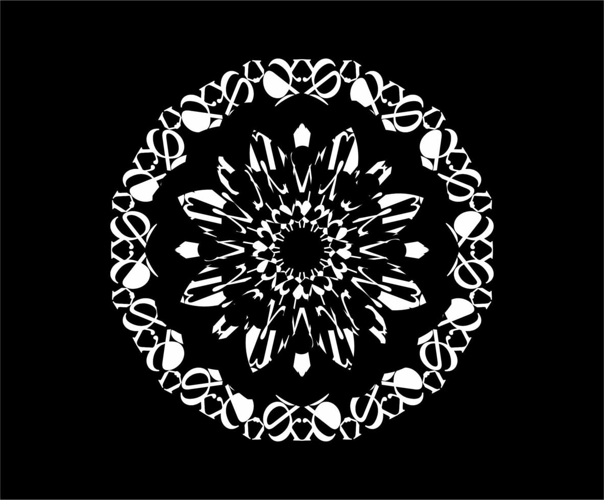 gray luxury oriental mandala on dark background. vector