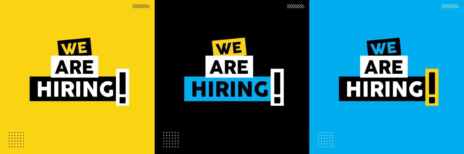 Hiring recruitment open vacancy design vector. We are hiring design vector for vacant sign Job hiring poster, social media, banner, flyer and recruitment poster.