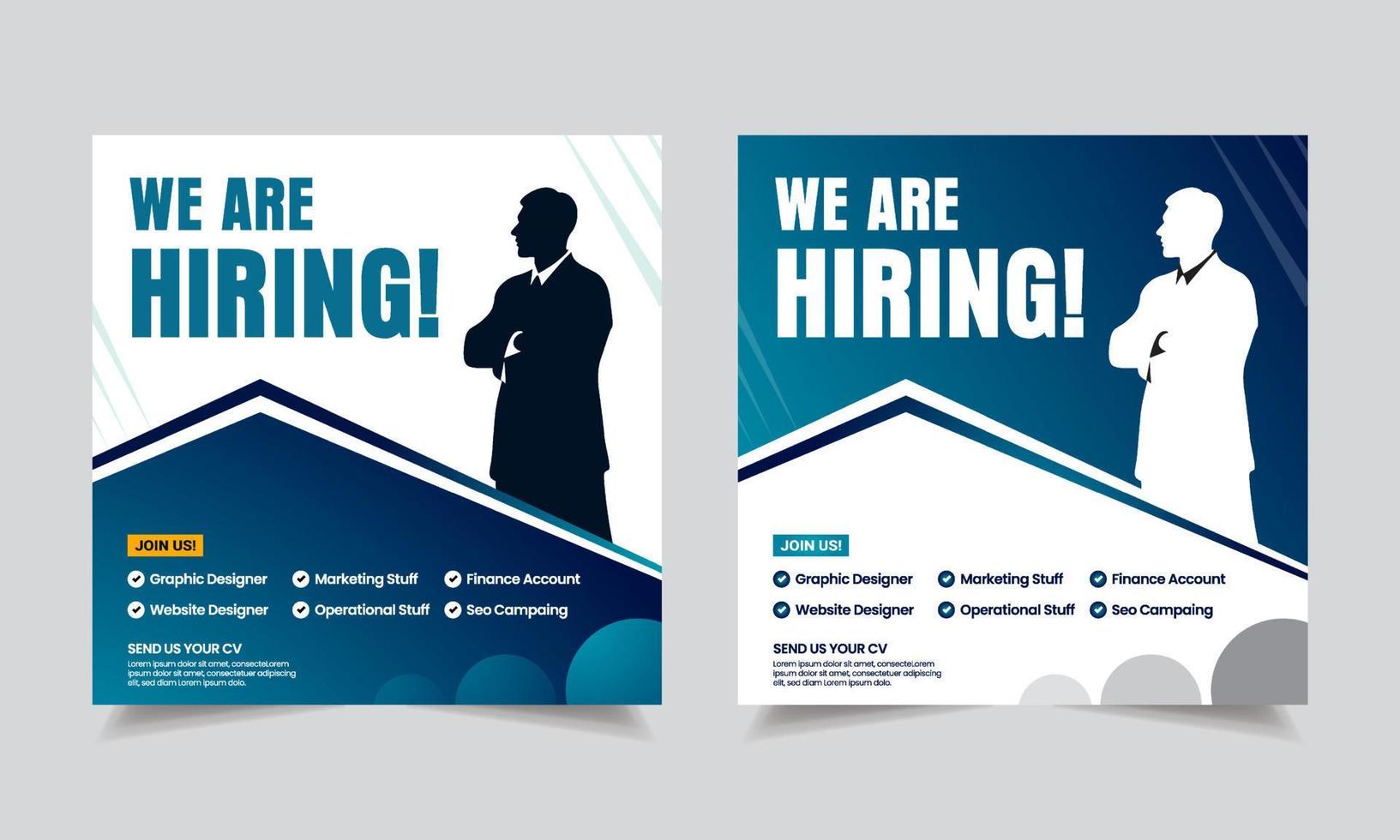 We are hiring design vector for vacant sign Job hiring poster, social media, banner, flyer and Recruitment Poster.