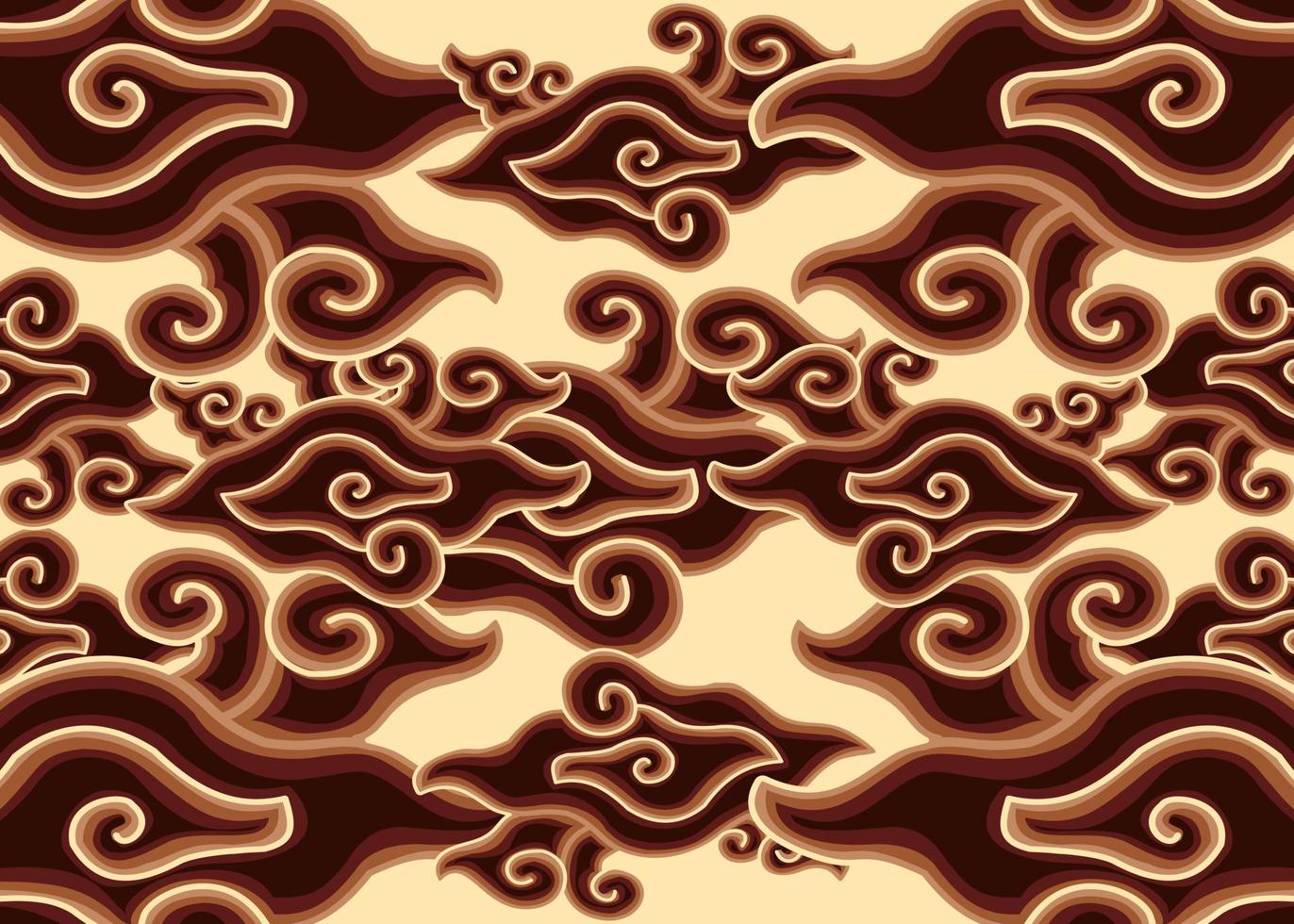 brown pattern megamendung batik cirebon vector