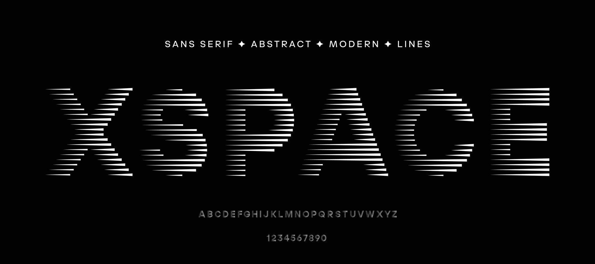 Font set abstract modern lines art alphabet numbers vector