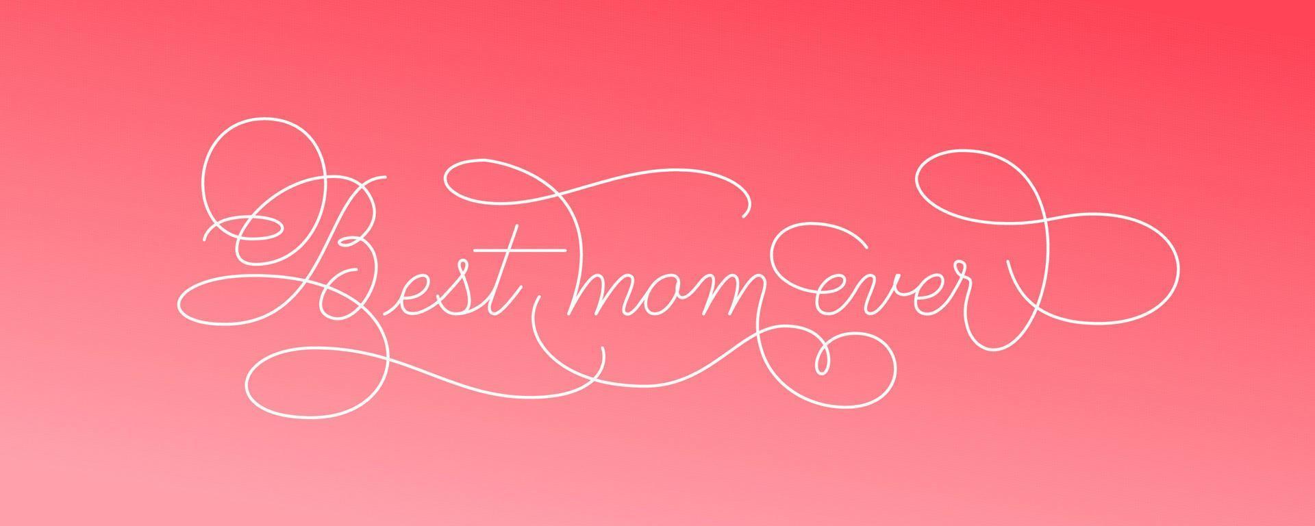Happy Mothers Day - calligraphic lettering with elegant flourishes. Modern line calligraphy isolated on white background. Vector text in linear style, editable stroke wight.