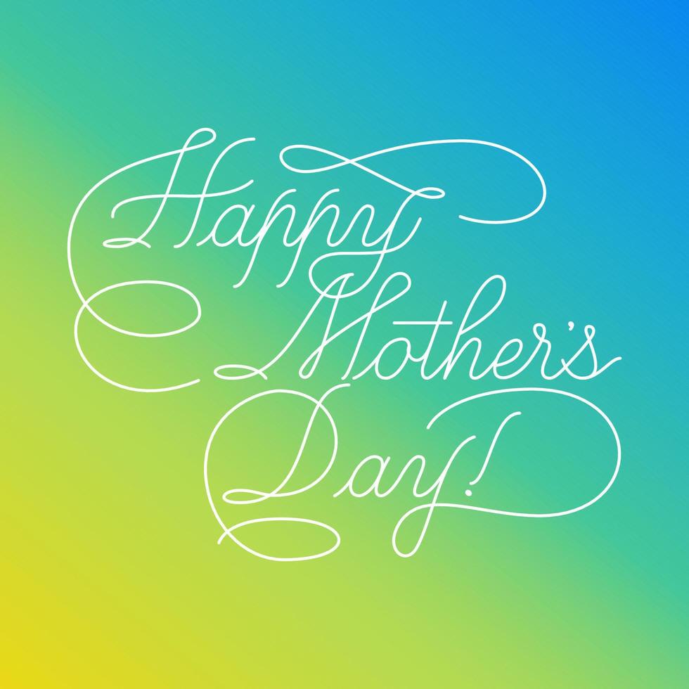 Happy Mothers Day - calligraphic lettering with elegant flourishes. Modern line calligraphy isolated on white background. Vector text in linear style, editable stroke wight.