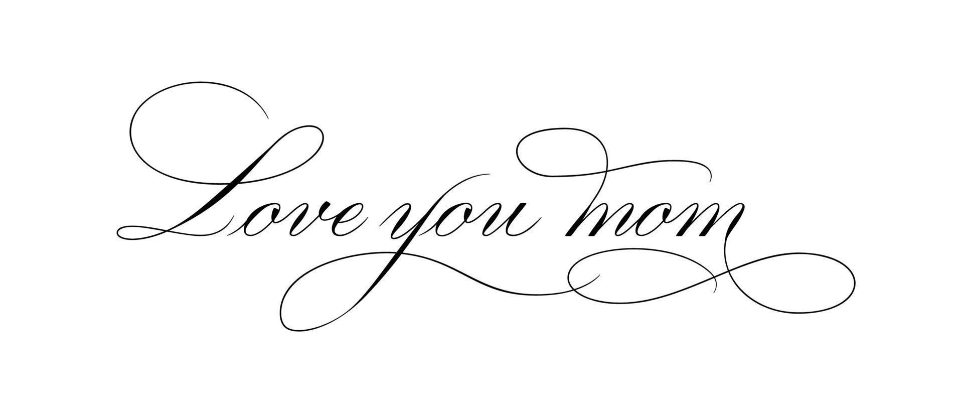 Happy Mothers Day - calligraphic lettering with elegant flourishes. Modern line calligraphy isolated on white background. Black ink illustration. Vector text in linear style.