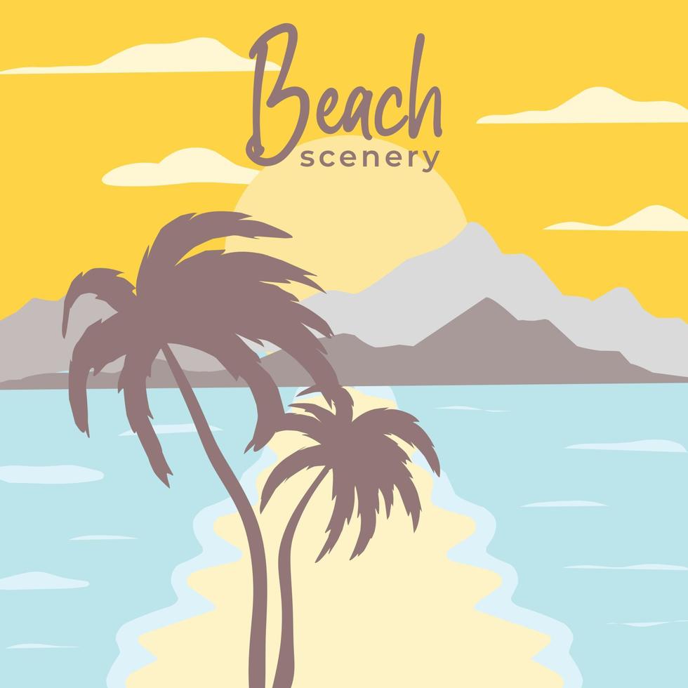 natural landscape illustration design in the form of a beach vector