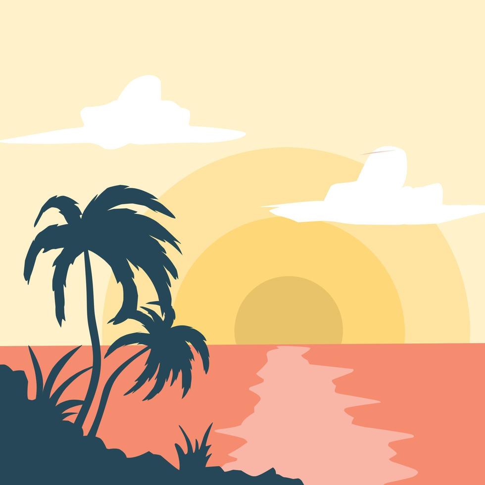 beach scene illustration design vector