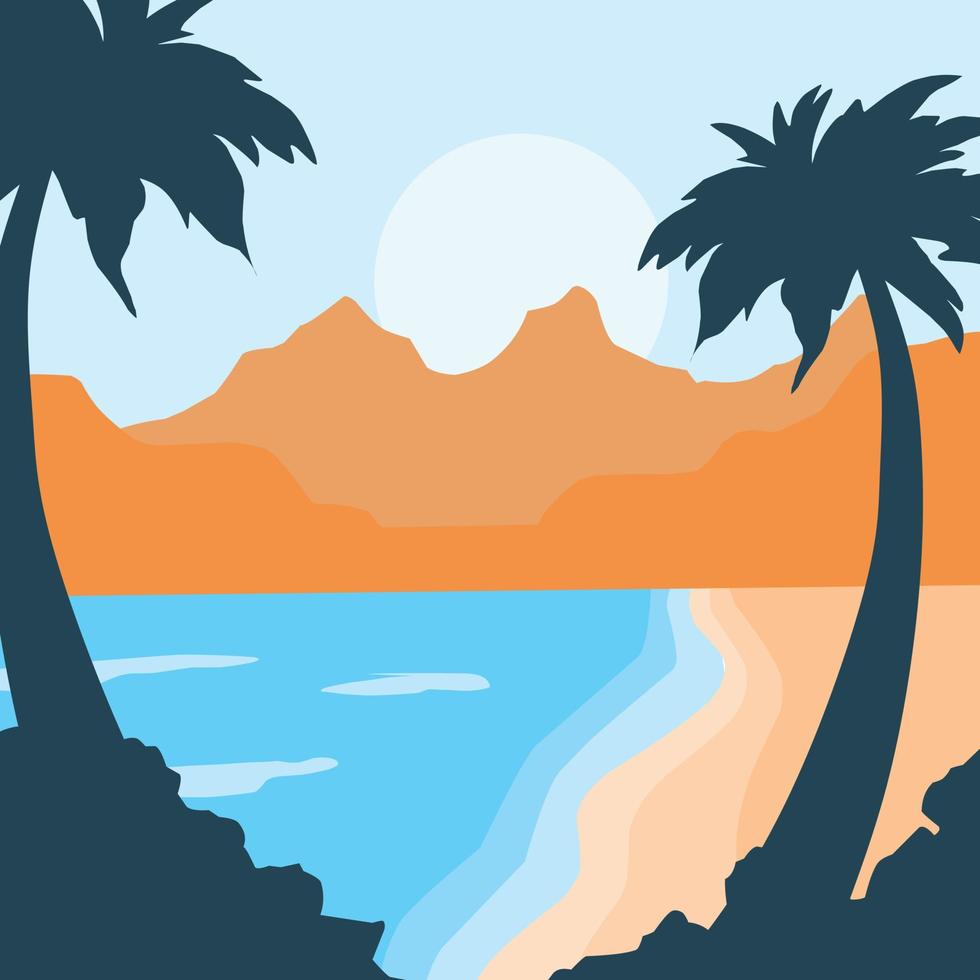 beach scene illustration design vector