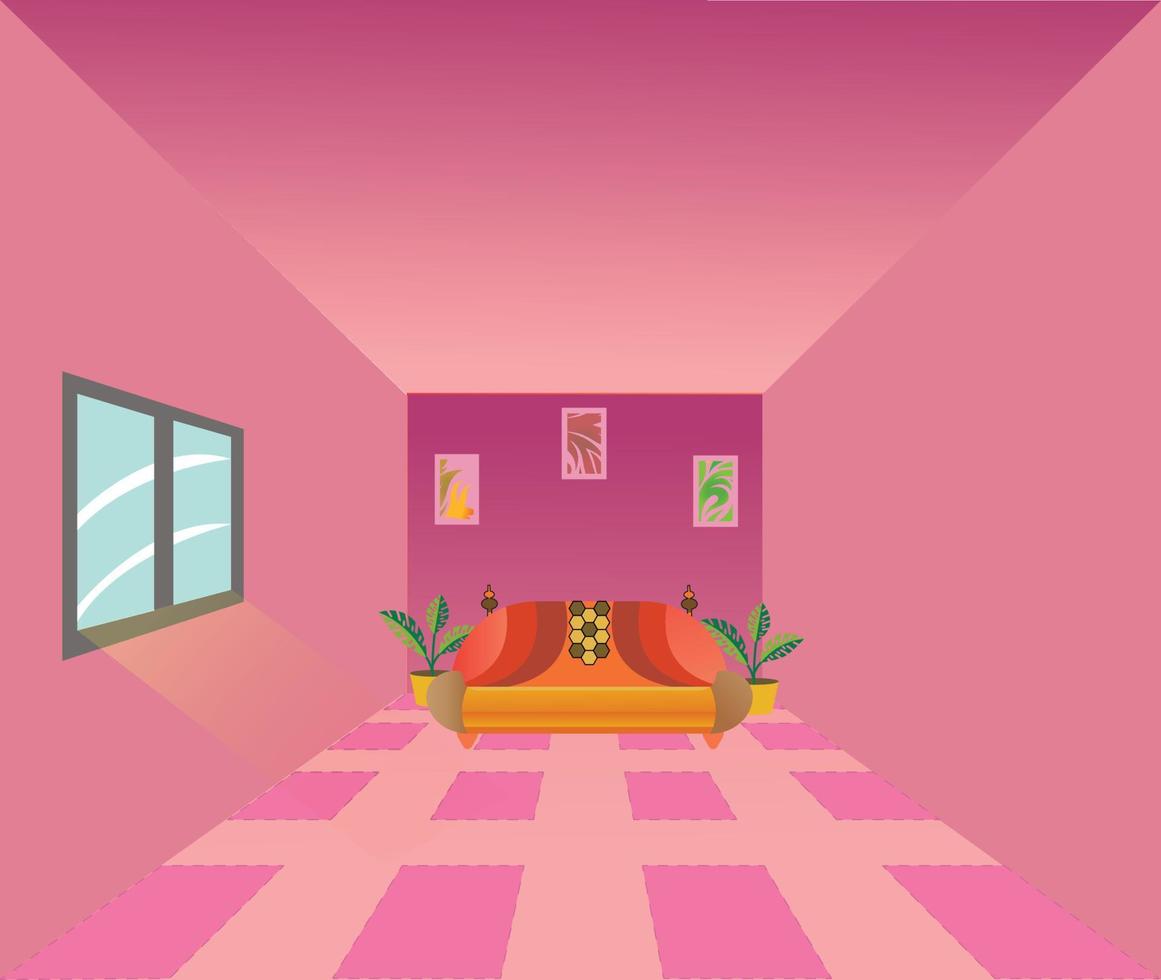 One Point Perspective Room vector