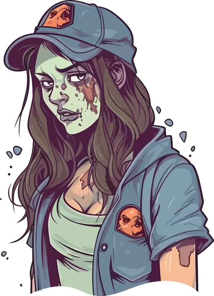 sexy zombi niña ilustración diseño vector