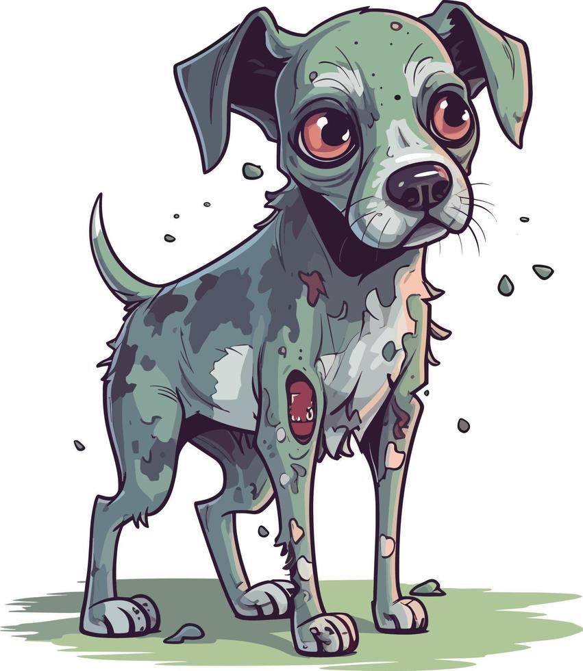 cute zombie dog mascot brushed style illustration vector