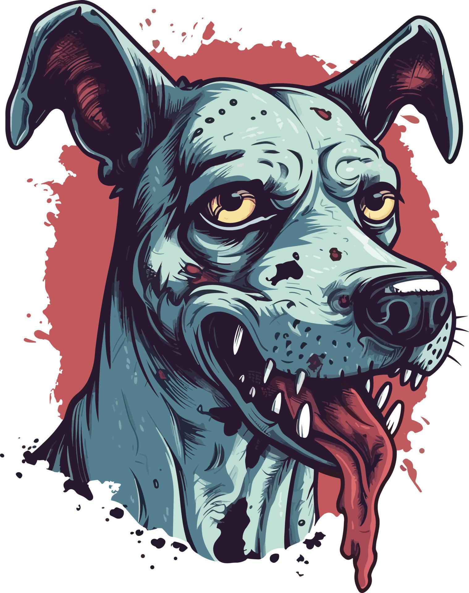 cute zombie dog mascot brushed style illustration 22543907 Vector Art