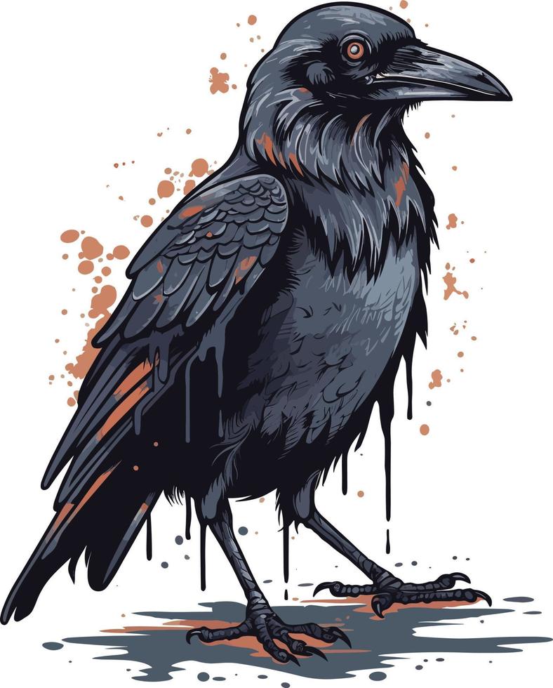 crow mascot brushed style illustration vector