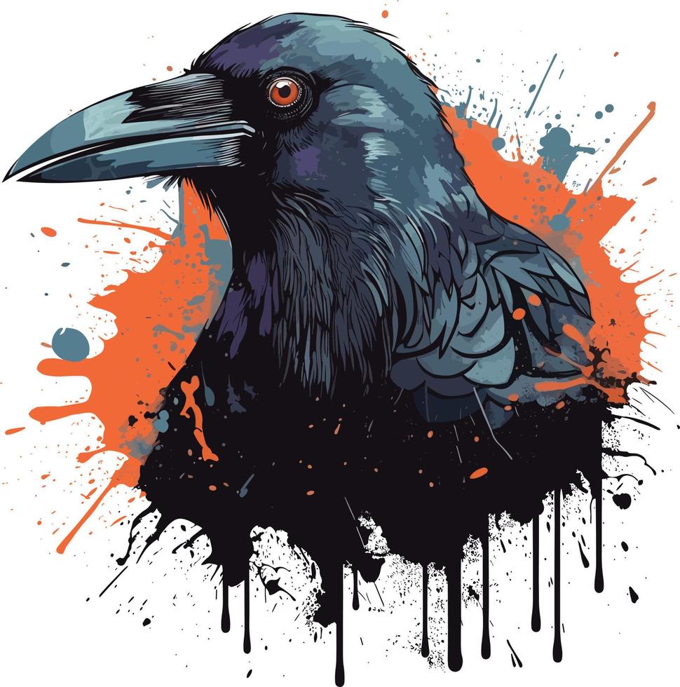 crow mascot brushed style illustration vector