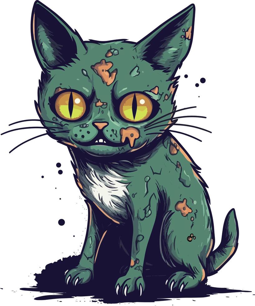 linda zombi gato mascota resumen ilustración vector