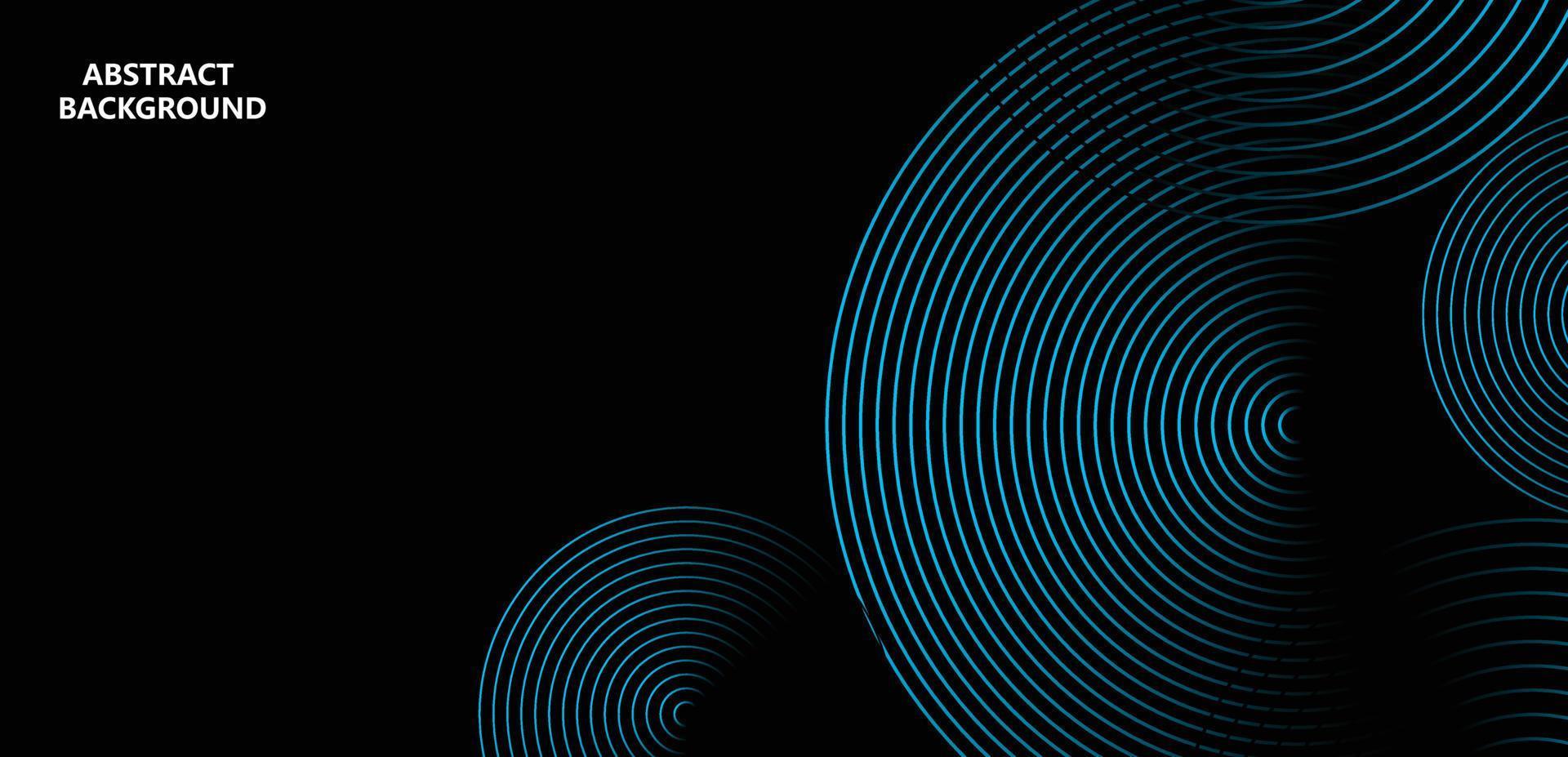 Abstract glowing circle lines on dark background. Futuristic technology concept. Horizontal banner template. Suit for poster, cover, banner, brochure, website vector