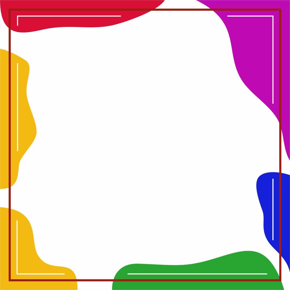 Frame or border. Rainbow and white background color with stripe line and wavy shapes. LGBT post. vector