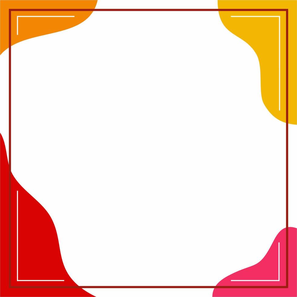 Frame or border. Red, yellow, orange, pink and white background color with stripe line and wavy shapes. vector