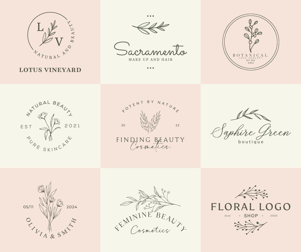 Hand Drawn Botanical Logo Templates vector