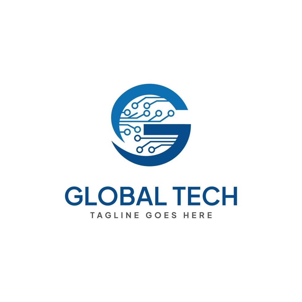 global tecnología logo vector inicial letra gramo.