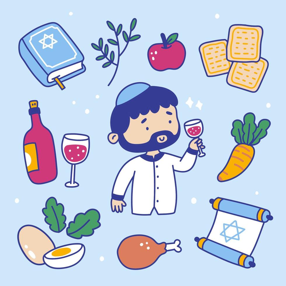 Set of Passover Elements Collection vector