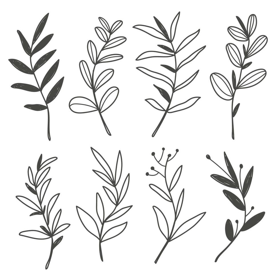 Set of Flower in Doodle Style vector