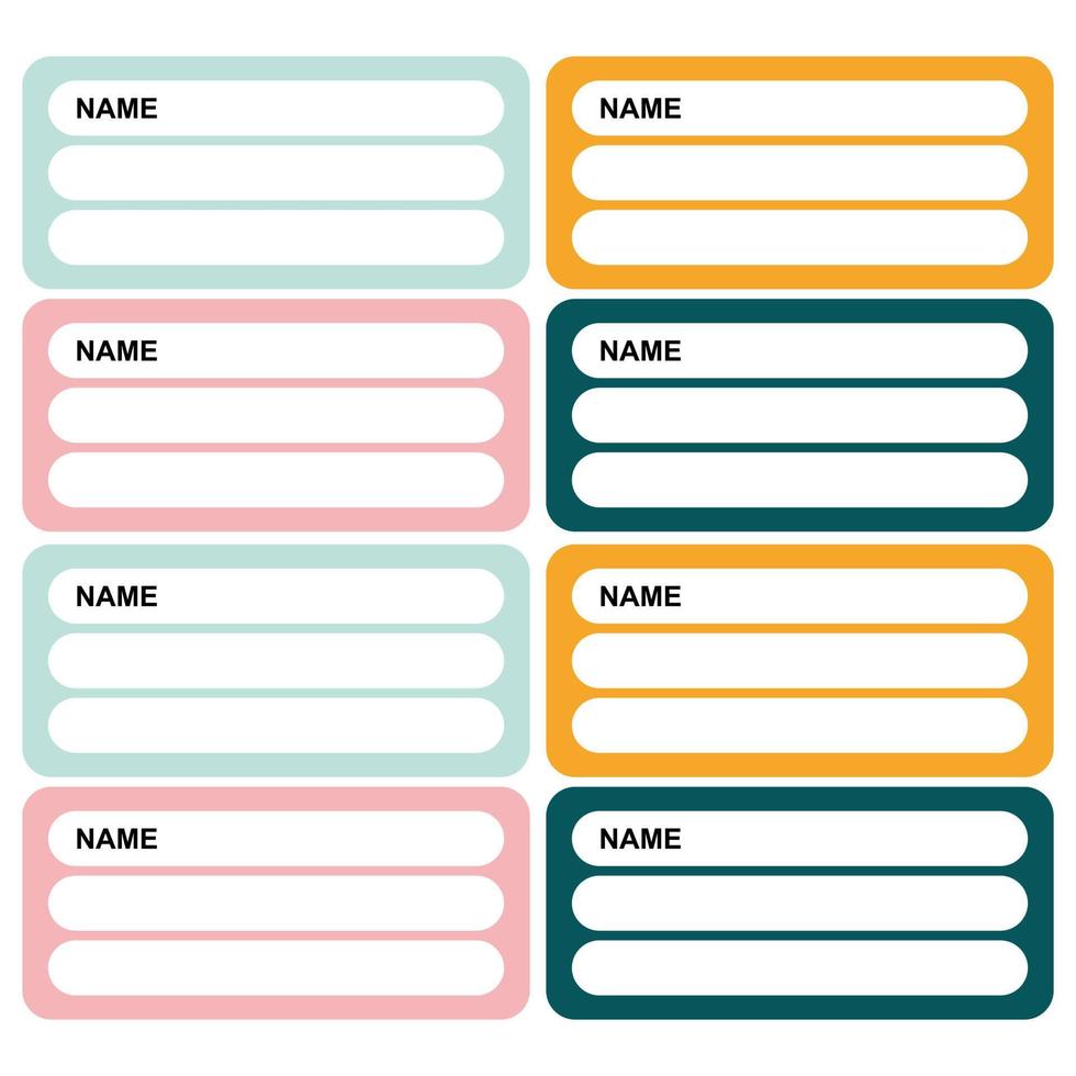 Set Of Name Labels In Flat Style Vector Illustration Sticker Set Of Name Labels In Flat Style Vector Illustration Sticker