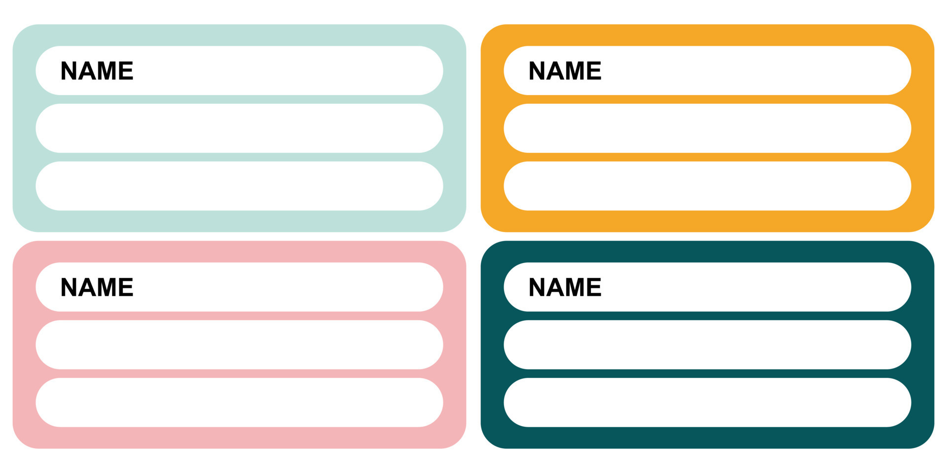 4 Set of identity labels in flat style. Vector Illustration. Cute ...
