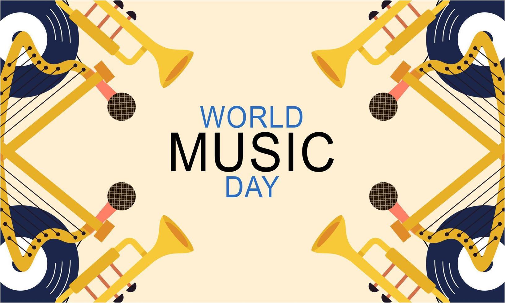 World music day with musical instruments vector