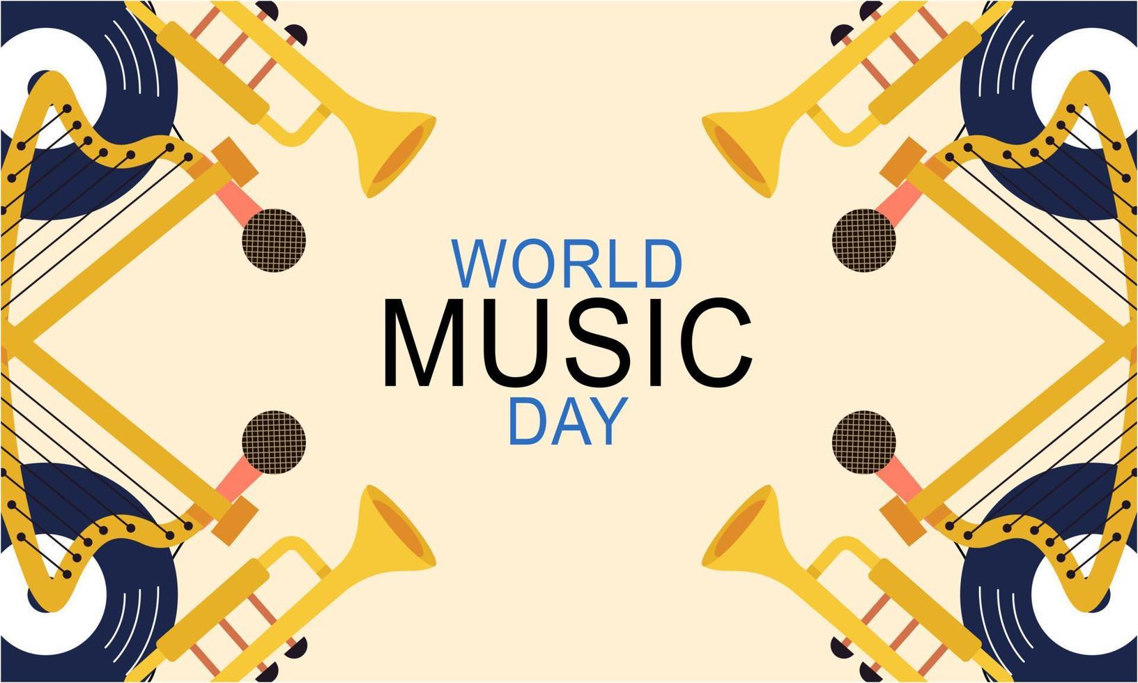 World music day with musical instruments vector