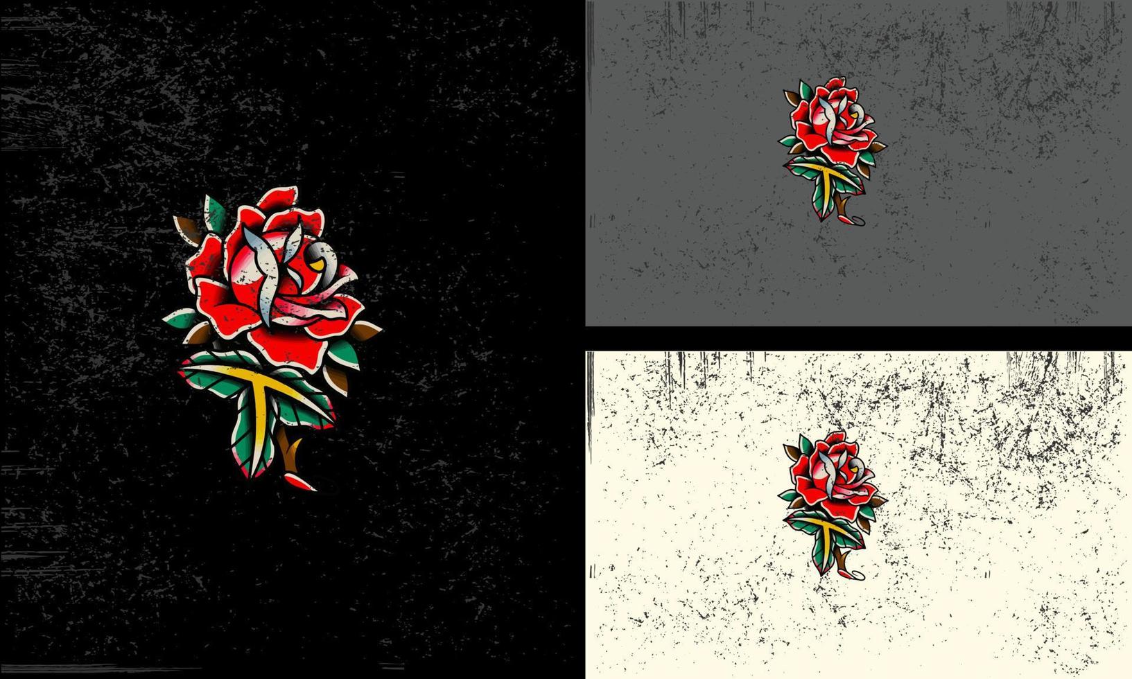 red rose flowers logo vintage vector flat design