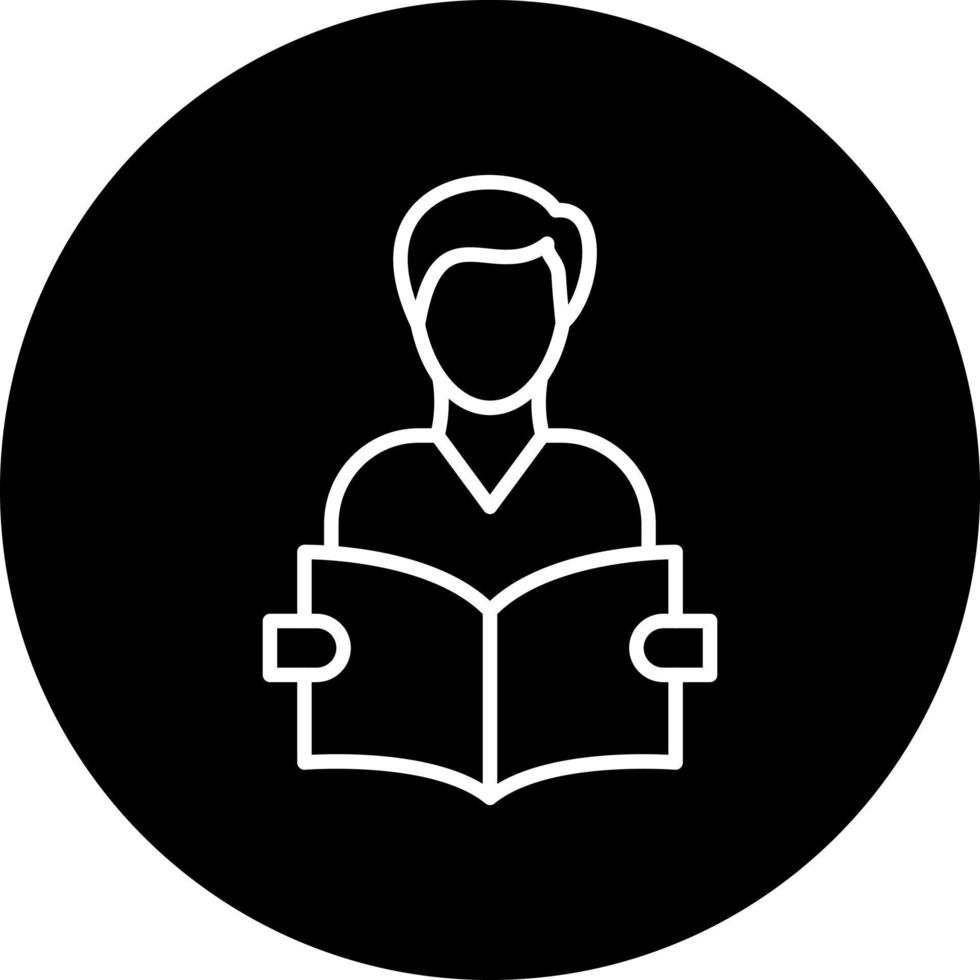 Student Reading Book Vector Icon Style