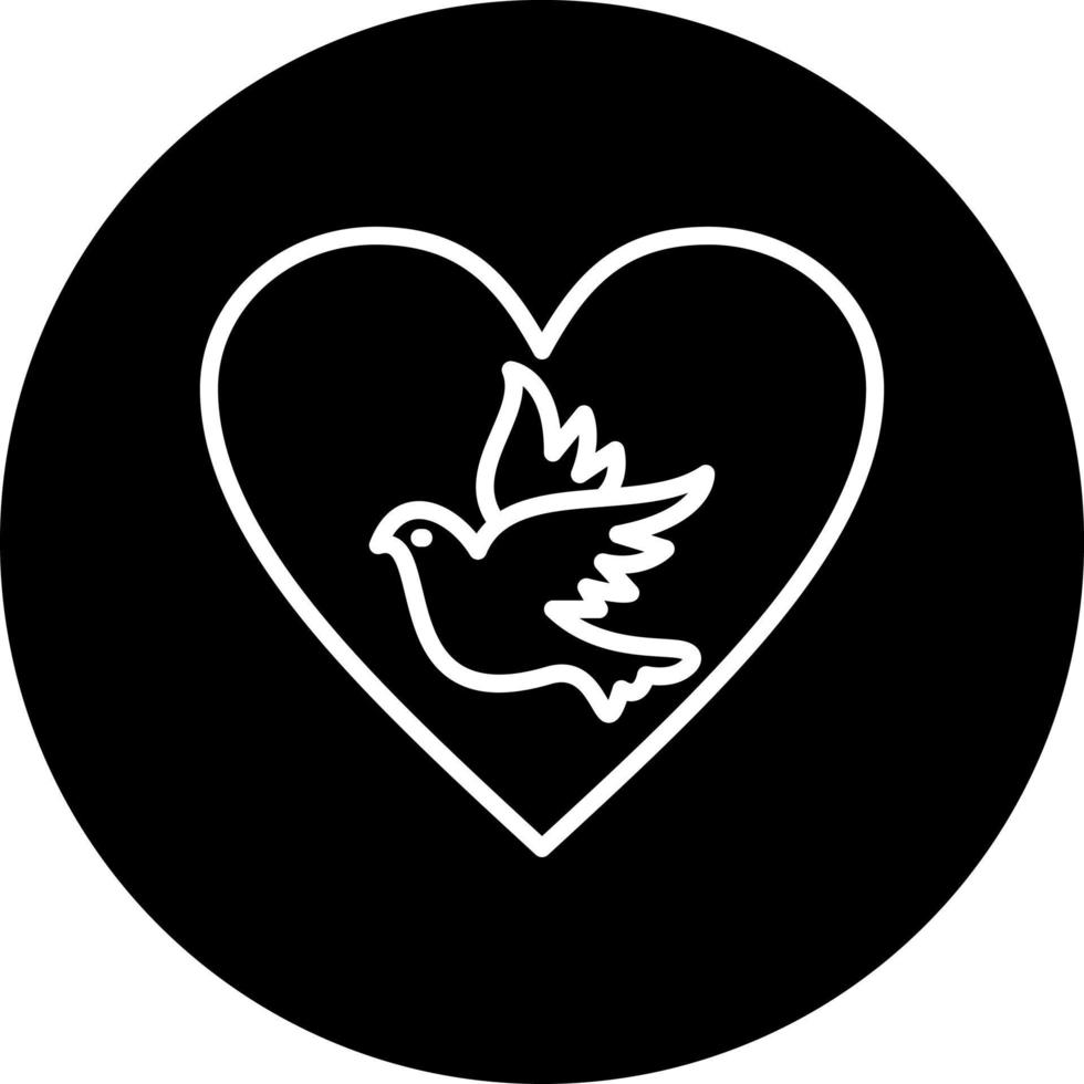 Dove with Heart Vector Icon Style