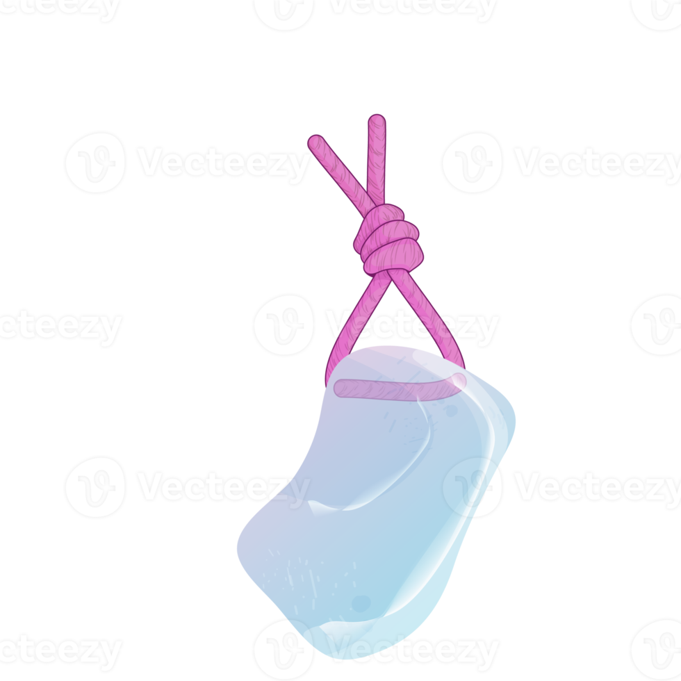 kristal. genezing transparant genezing kwarts met een paars touw knoop . roze helling transparant helder edelsteen. de magie steen png