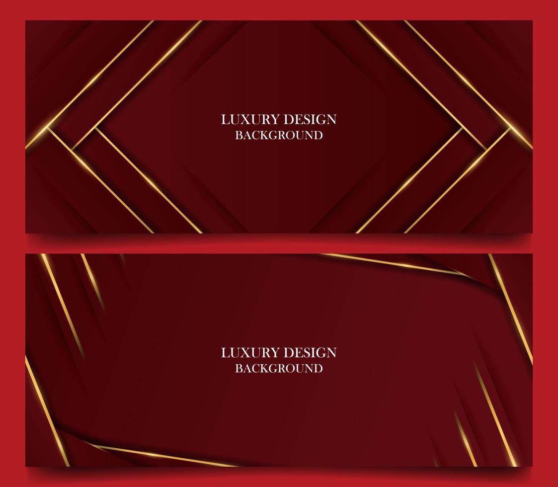 set abstract luxury red and gold line background vector. luxury elegant theme design vector