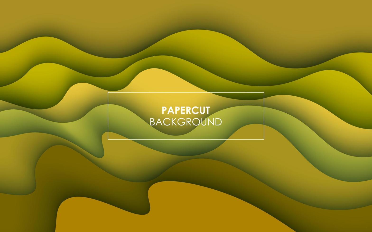 Multi layers yellow green texture 3D papercut layers in gradient vector banner. Abstract paper cut art background design for website template. Topography map concept or smooth origami paper cut