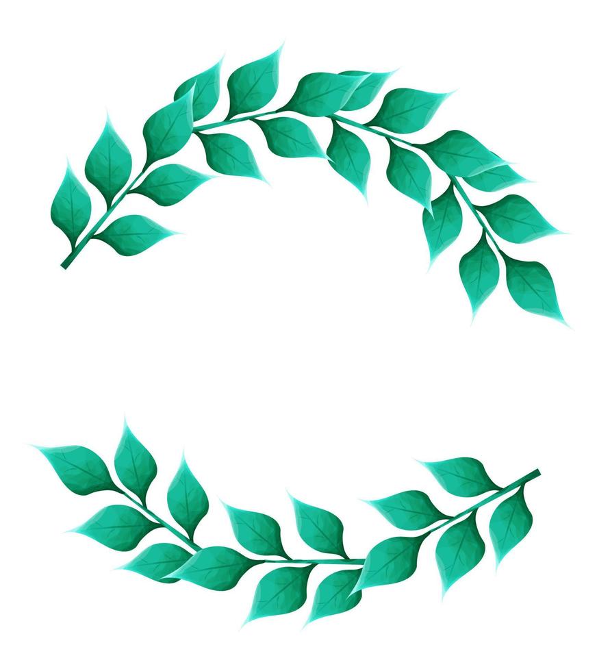 marco circular con hojas verdes vector