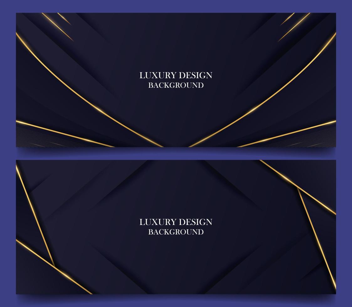 set luxury abstract blue and gold line background vector. luxury elegant theme design vector