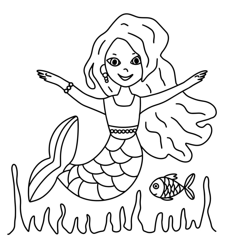 sirena colorante libro página vector